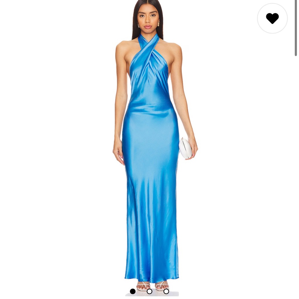 🦋💙💙Amanda Uprichard Blue Halter Galilea Silk Dress Gown